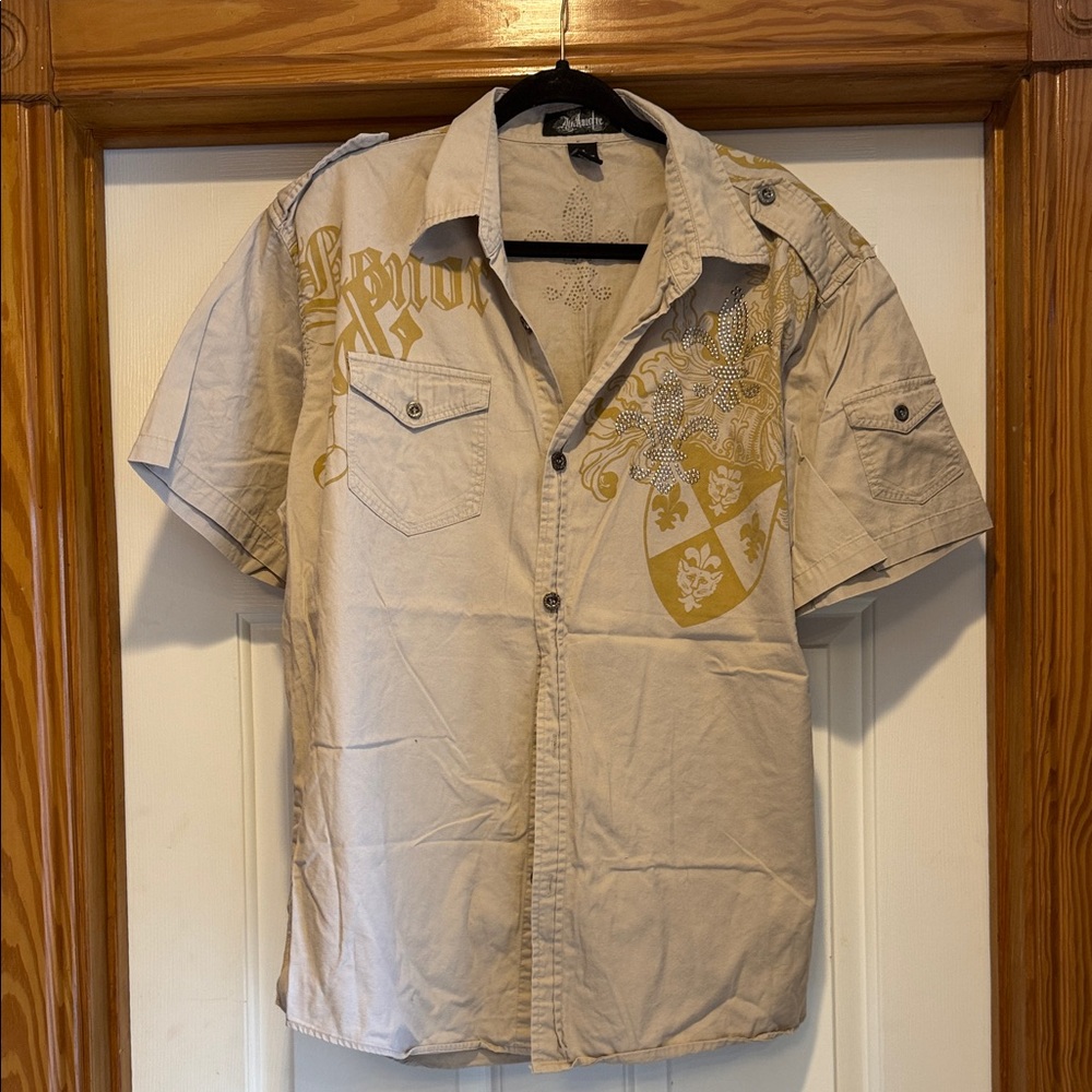 Awesome Graphic Short-Sleeve Button-Down Shirt